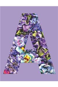 Purple Flowers Letter 'a' Monogram Lined Journal