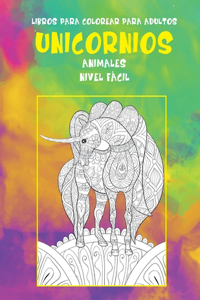 Libros para colorear para adultos - Nivel fácil - Animales - Unicornios