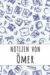 Notizen von Ömer: Kariertes Notizbuch mit 5x5 Karomuster für deinen personalisierten Vornamen