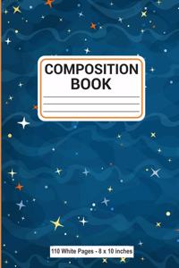 Composition Book 110 White Pages 8x10 inches