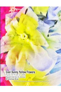 Cool Sunny Yellow Flowers Digital Art Prints in a Book Alongside White Space for Journaling by Artist Grace Divine