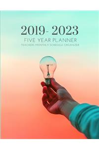 2019-2023 Five Year Planner Teachers Goals Monthly Schedule Organizer