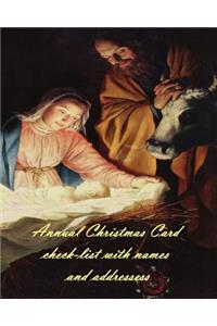 Annual Christmas Card check-list with names and addresses