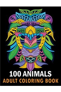 100 Animals Adult Coloring Book