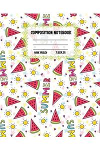 Composition Notebook Wide Ruled: Size 7.5 " x 9.25 " - Pretty Colourful Workbook for Little Princesses Girls Kids Teens Students for School Home College Writing Notes - Journal for 