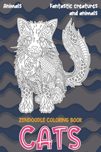 Zendoodle Coloring Book Fantastic Creatures and Animals - Animals - Cats