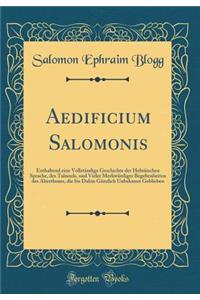 Aedificium Salomonis: Enthaltend Eine Vollstï¿½ndige Geschichte Der Hebrï¿½ischen Sprache, Des Talmuds, Und Vieler Merkwï¿½rdiger Begebenheiten Des Alterthums, Die Bis Dahin Gï¿½nzlich Unbekannt Geblieben (Classic Reprint)