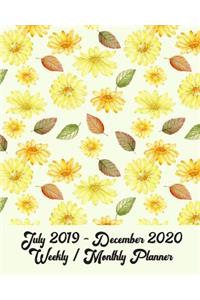 July 2019 - December 2020 Weekly / Monthly Planner 8x10