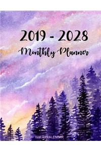 Monthly Planner 2019 - 2028, 10 Year Calendar