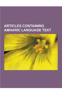 Articles Containing Amharic Language Text