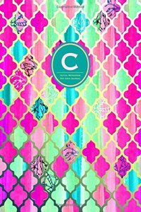 Initial C Monogram Journal - Dot Grid, Moroccan Pink Green: Soft Cover, Large 8.5 X 11