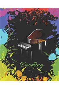 Black Piano Colorful Splatter Cute Gift Sketch Book Blank Paper Pad Journal for Doodling Sketching Coloring or Writing