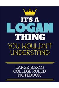 It's A Logan Thing You Wouldn't Understand Large (8.5x11) College Ruled Notebook