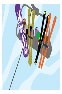 Rocky Mountain Quad Ski Lift Art Print 11x14