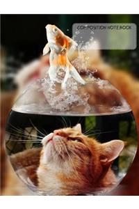 Cat in the Fishbowl Wide Rule Composition Notebook