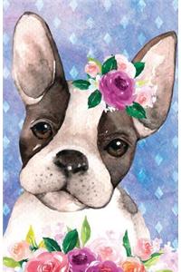 Journal Notebook For Dog Lovers Boston Terrier In Flowers