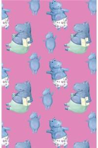 Bullet Journal Cute Hippos Pattern Pink