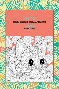 Libri da colorare Mandala per adulti - Grande stampa - Animali - Gatto
