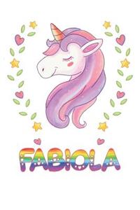 Fabiola: Fabiola Notebook Journal 6x9 Personalized Gift For Fabiola Unicorn Rainbow Colors Lined Paper