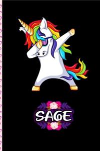 Sage - Dabbing Unicorn personalized named Notebook