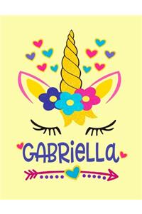 Gabriella: Gabriella Personalized Unicorn Notebook for Girls - Size (8.5"x 11") With Lined Blank Pages, Perfect for Journal, Doodling, Sketching and Notes