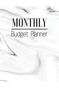 Monthly Budget Planner: White Marble Design Budget Planner Book With Calendar 2018-2019 Income List, Monthly Expense Categories and Weekly Expense Tracker Monday to Sunday,