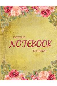 Dot-Grid Notebook Journal: 8.5 X 11 Poppies and Roses Notebook in Gold