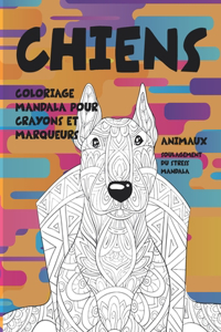 Coloriage Mandala pour crayons et marqueurs - Soulagement du stress Mandala - Animaux - Chiens