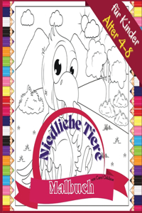 Niedliche Tiere Malbuch für Kinder Alter 4-8: Lustiges Ausmalbuch zum Ausmalen von Bauernhof- und Wildtieren, 72 Seiten, Paperback 8,5*8,5 Zoll