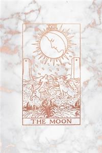 The Moon: Tarot Card Journal - 6 x 9 College 120 Ruled Pages - Rose Gold Marble - College Ruled Notebook