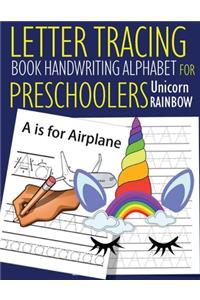 Letter Tracing Book Handwriting Alphabet for Preschoolers Unicorn Rainbow