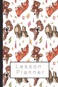 Lesson Planner: Large Organisational Planner for Teachers, Professors, Educators or Home School - 6 Lessons a Day View - Dog Art Print Design