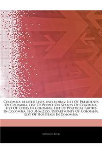 Articles on Colombia-Related Lists, Including: List of Presidents of Colombia, List of People on Stamps of Colombia, List of Cities in Colombia, List