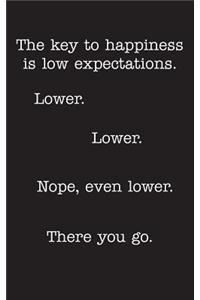 The Key To Happiness Is Low Expectations Lined Journal