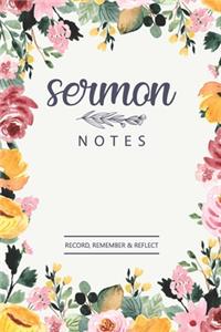 Sermon Notes Record, Remmember & Reflect