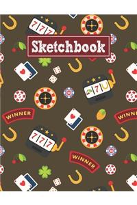 Sketchbook: 8.5 x 11 Notebook for Creative Drawing and Sketching Activities with Las Vegas Games Themed Cover Design