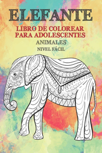 Libro de colorear para adolescentes - Nivel fácil - Animales - Elefante