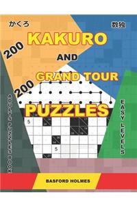 200 Kakuro and 200 Grand Tour puzzles. Adults puzzles book. Easy levels.