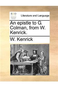 An Epistle to G. Colman, from W. Kenrick.