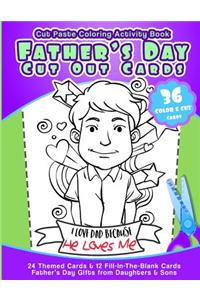 Cut Paste Coloring Activity Book Father's Day Cut Out Cards