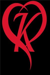 Monogram Initial Letter K Adorable Heart Red and Black