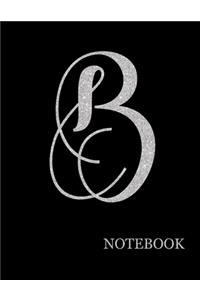 Brilliant Silver Initial Letter Black Notebook- Brilliant Silver Initial Letter Black Notebook Grid Sturdy High Quality Premium White Paper 8.5x11 pages- Notebook For Woman - Journal For Man- Journal For Work