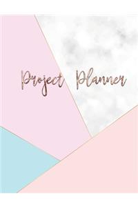 Project Planner: Monthly Project Planner and Organizer with Weekly Planning, Goal Tracker, Work Hour Logs, Action Plans and more. Marble golden trnedy design. Best p