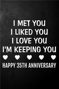 I Met You I Liked You I Love You I'm Keeping You Happy 35th Anniversary