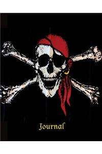 Journal: 8 x 10 Jolly Roger Red Scarf Pirate Flag 126 Page Lined Journal/Notebook/Diary