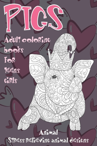 Adult Coloring Books for Teens Girls - Animal - Stress Relieving Animal Designs - Pigs