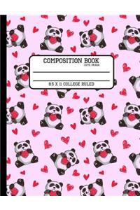 Composition Book Cute Panda College Ruled