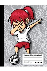 Dabbing Soccer Player Girl Composition Notebook