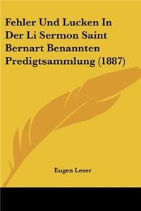 Fehler Und Lucken In Der Li Sermon Saint Bernart Benannten Predigtsammlung (1887)