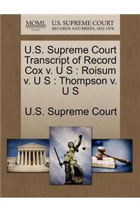U.S. Supreme Court Transcript of Record Cox V. U S